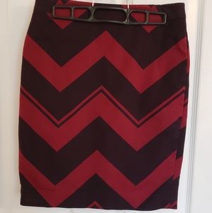 The Limited Chevron Maroon Pencil Skirt